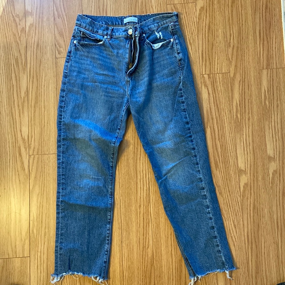 Loft high waisted straight crop with a frayed bottom